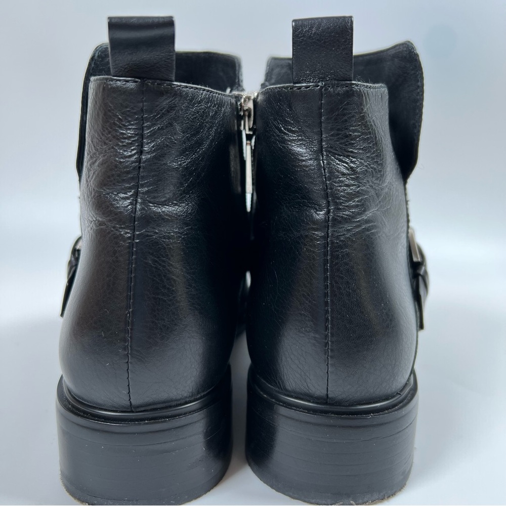 Balidoner Black Leather Studded & Ankle Buckle Black Leather Ankle Boots Size 38 - Picture 5 of 16